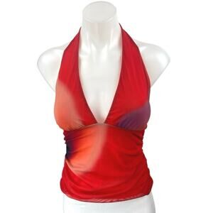 NEW Kookai Flora Red Sleeveless Halter Neck Cami Camisole Crop Tank Top Size 6